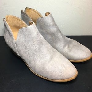 Women’s gray suede ankle booties